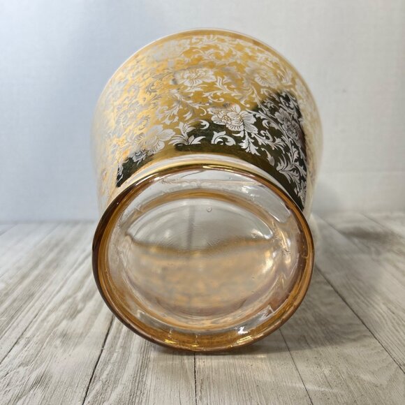 Vintage MCM Pitcher with 5 Tumblers Gold Embellished Floral Rose Design SET - Picture 5 of 10